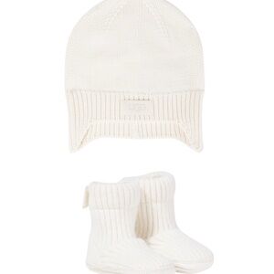 UGG Ivory Knit Baby Hat and Booties